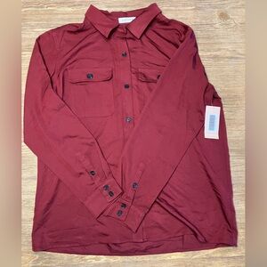 Just Fab. Maroon. Button up Polyrster/Rayon Blouse. XL